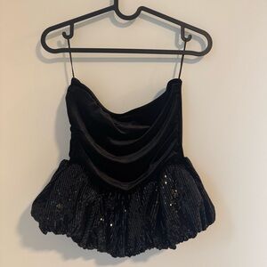 NEW Mango Black Sequin Strapless Top
